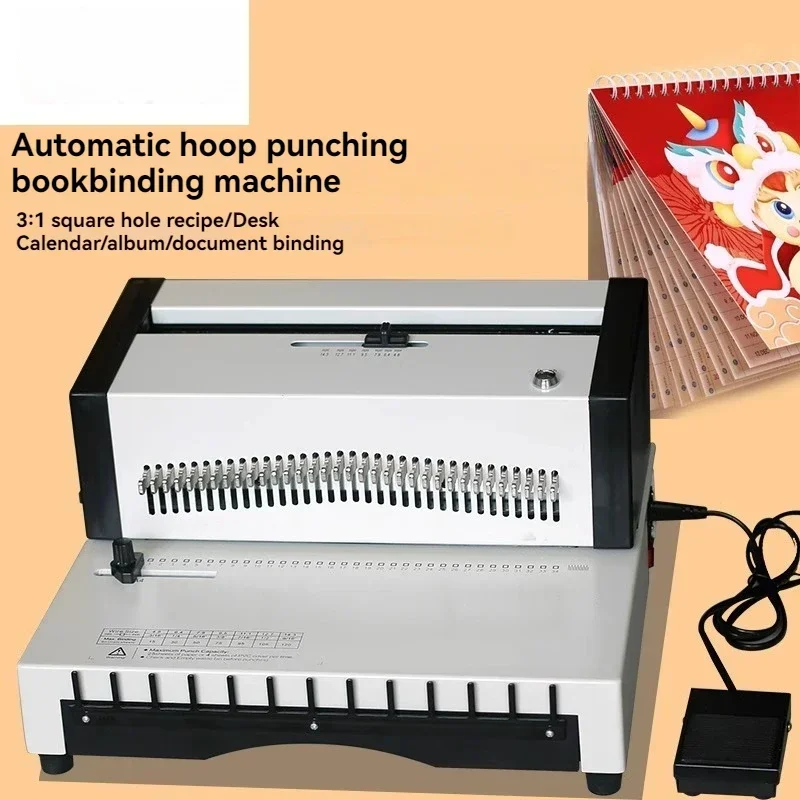 Contract Punching And Binding Machine，Upgrade DC-2705 A4 Format 34 Hole Fully Automatic Iron Ring Punching And Binding Machine