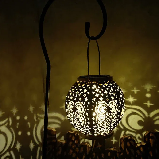 

Solar Hollow Owl Projection Wall Light Outdoor Personalized Lawn Courtyard Light Garden Projection Iron Led Light