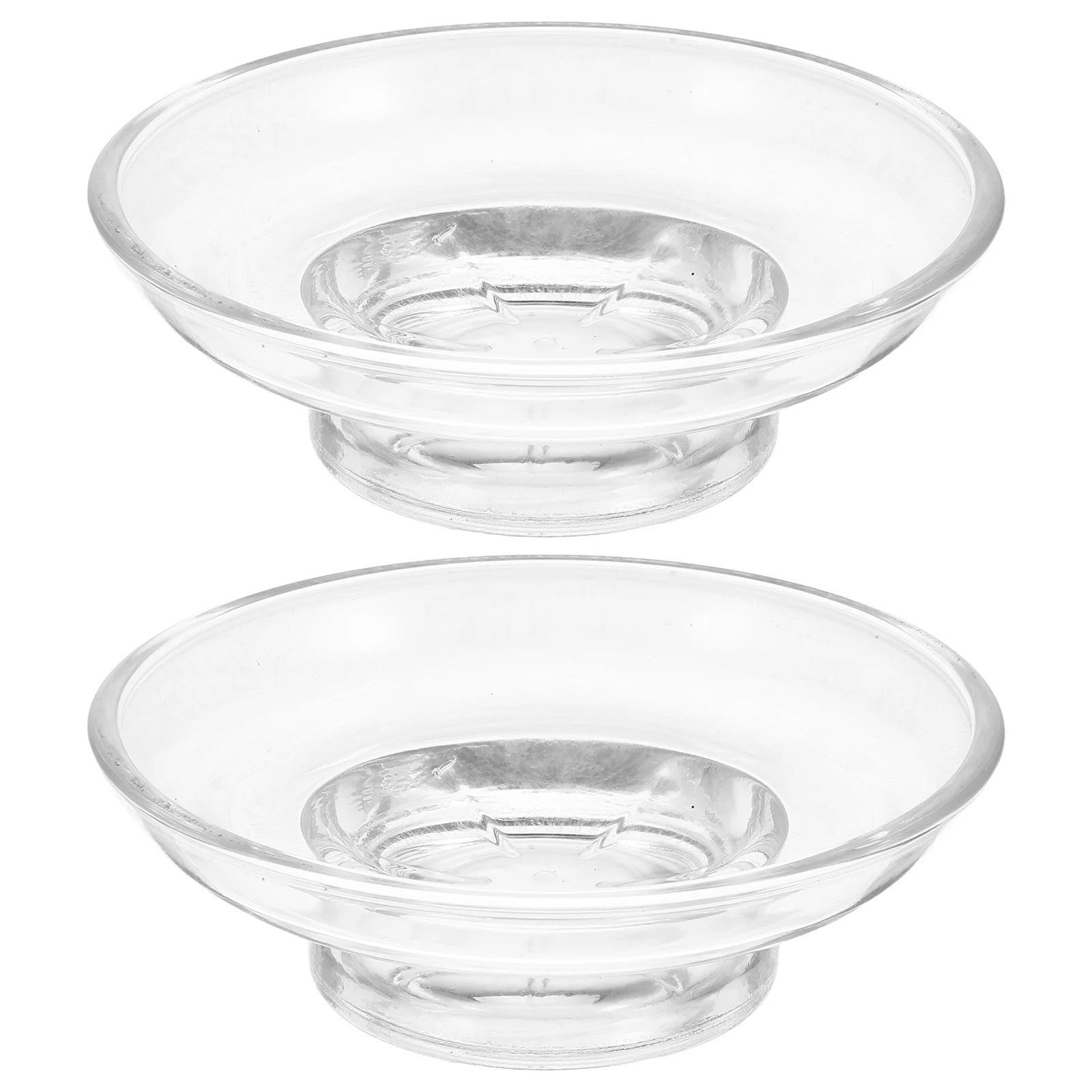 

2Pcs Round Clear Glass Soap Dish Heavy Bar Soap Holder Self Draining Bathroom Kitchen Tray Ring Holder Dish Fragrance Oil Bowl