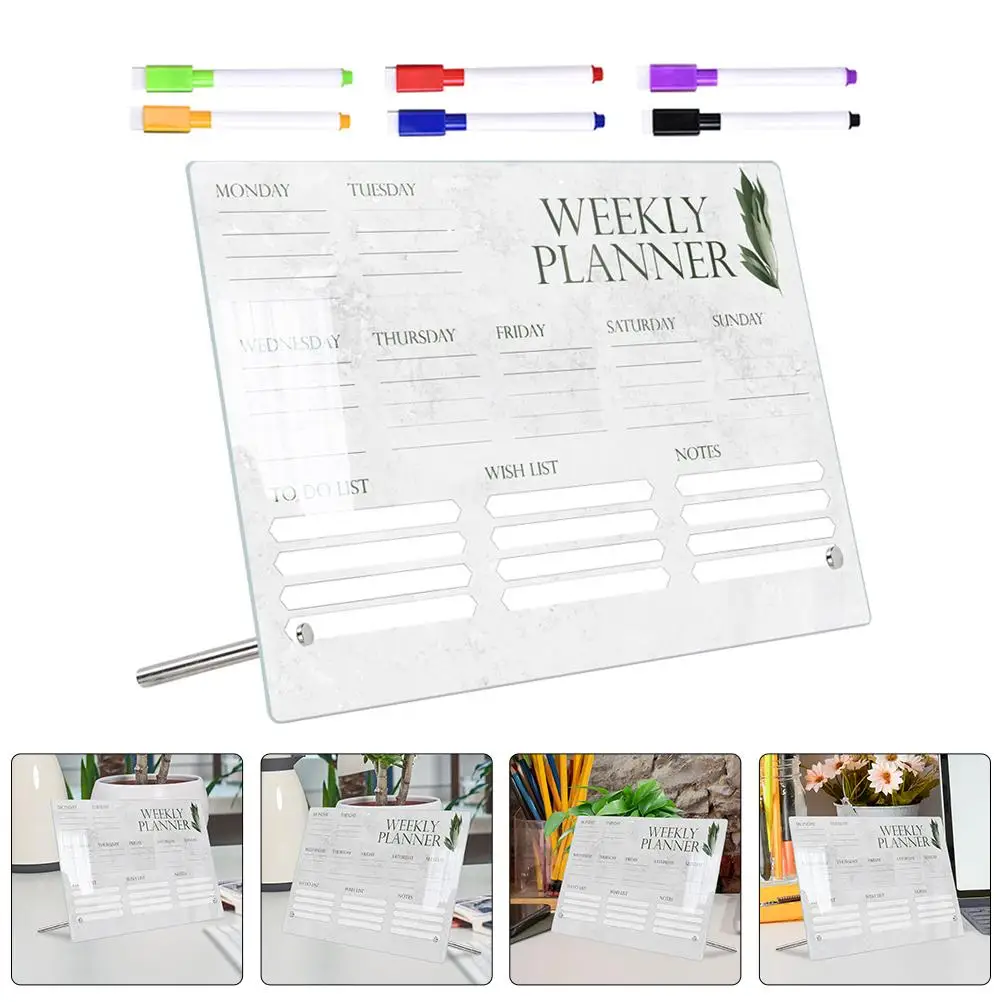 

1 set Acrylic Desk Planner Dry Acrylic Dry Erase Board Erase BoardNailsPens Memo Office Home School Supplies