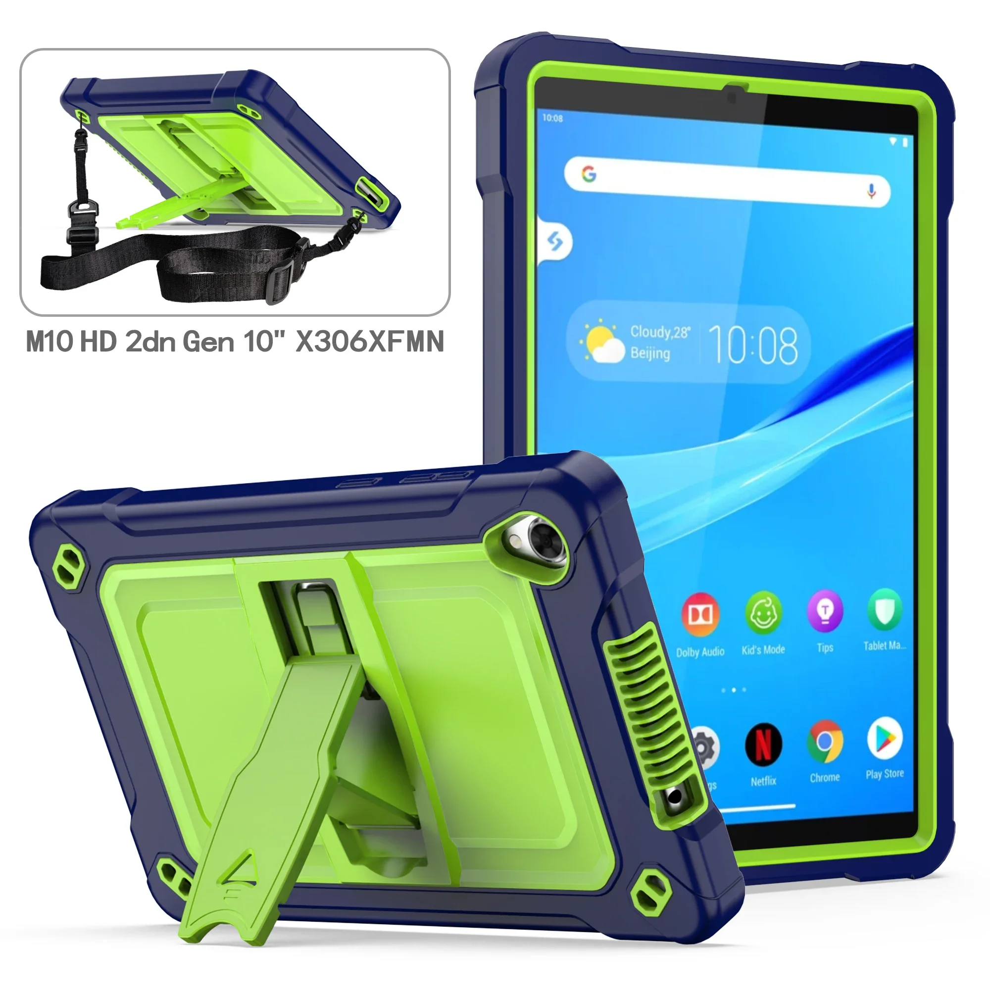 For Lenovo Tab M8 FHD TB-8705F/N 8.0 inch  Stand Cover Drop Protection Adjustable Tablet Case for Lenovo Tab M8 With Straps