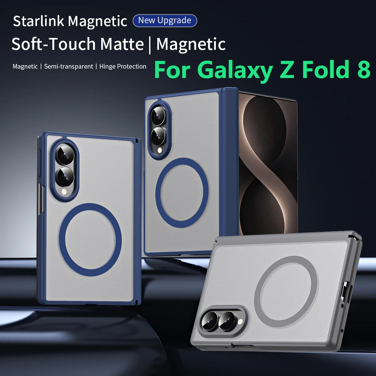 Magnetic Hinge Case for Samsung Galaxy Z Fold 8 8 Ultra Slim Matte Fog Transparent Airbag Shockproof Skin-Friendly Cover
