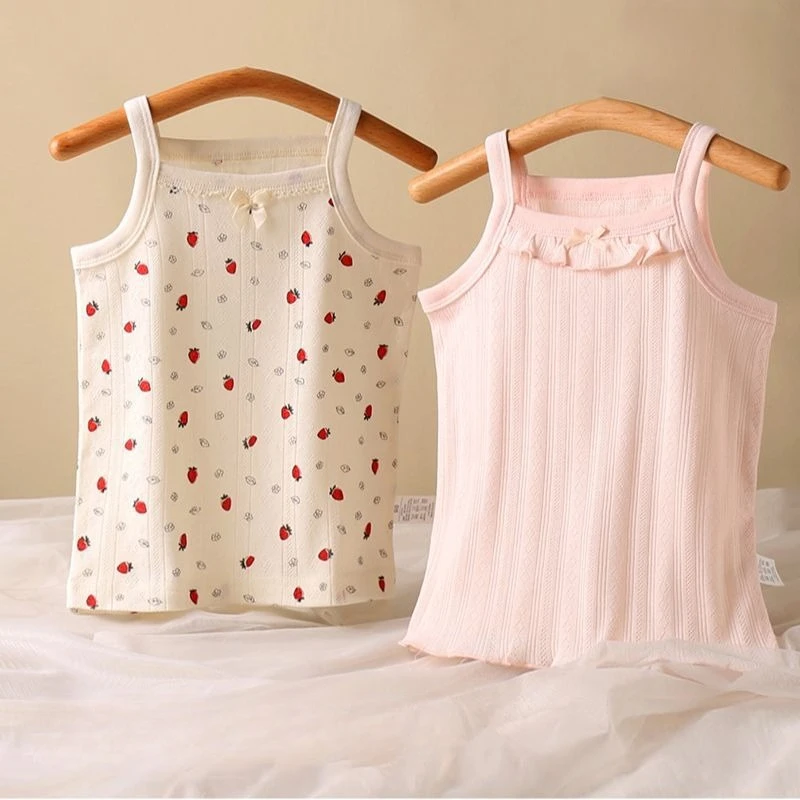 2pcs/lot Summer Girls Tank Tops 2026 Fashion Children Camisoles Mesh Breathable Kids Underwear for Girls Toddler Undershirts