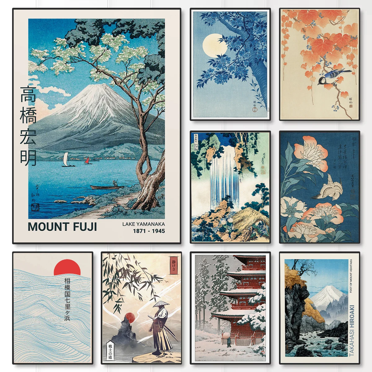 Japan Takahashi Yuming Yamanaka Lake Mount Fuji Leinwanddruck Kirschblüten Wandkunst Poster für moderne Wohnzimmer Home De