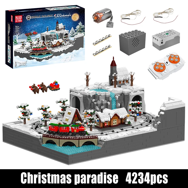 Mould King 12029 Technische Trein Speelgoed De Gemotoriseerde Kersttrein Wonderland Bouwblokken Assemblage Lokomotief Model Baksteen Set Kerstcadeau voor Kinderen