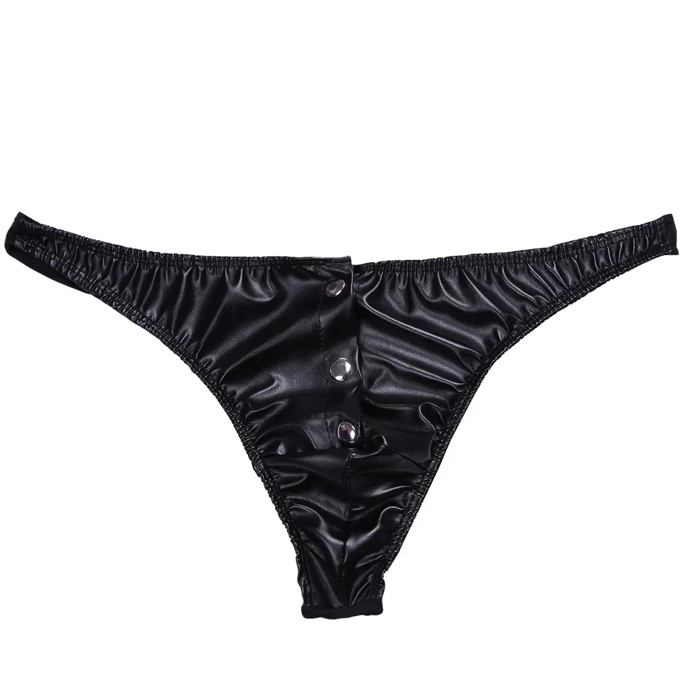 Mens Sexy Open Crotch Leather Short Pants For Sex Male Latex Shaping Brief Crotchless Hot Porn Bulge Pouch Sexy Bottom Underwear