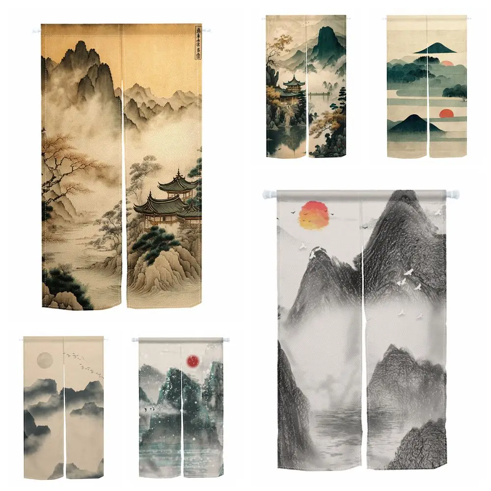 

Ink Painting Mountain Japanese Doorway Curtain Home Bedroom Teahouse Izakaya Kitchen Entrance Partition Semi-split Door Curtain