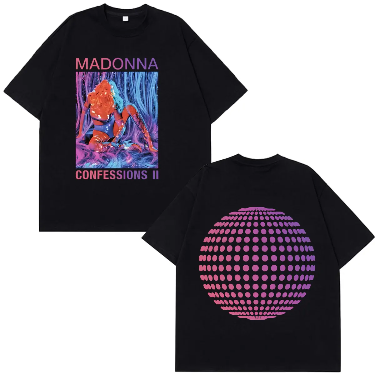 Футболка с принтом Madonna CONFESSIONS II Album Tour 2026, мужская и женская, свободного кроя, повседневная, хлопковая, эстетичная, модная, оверсайз.