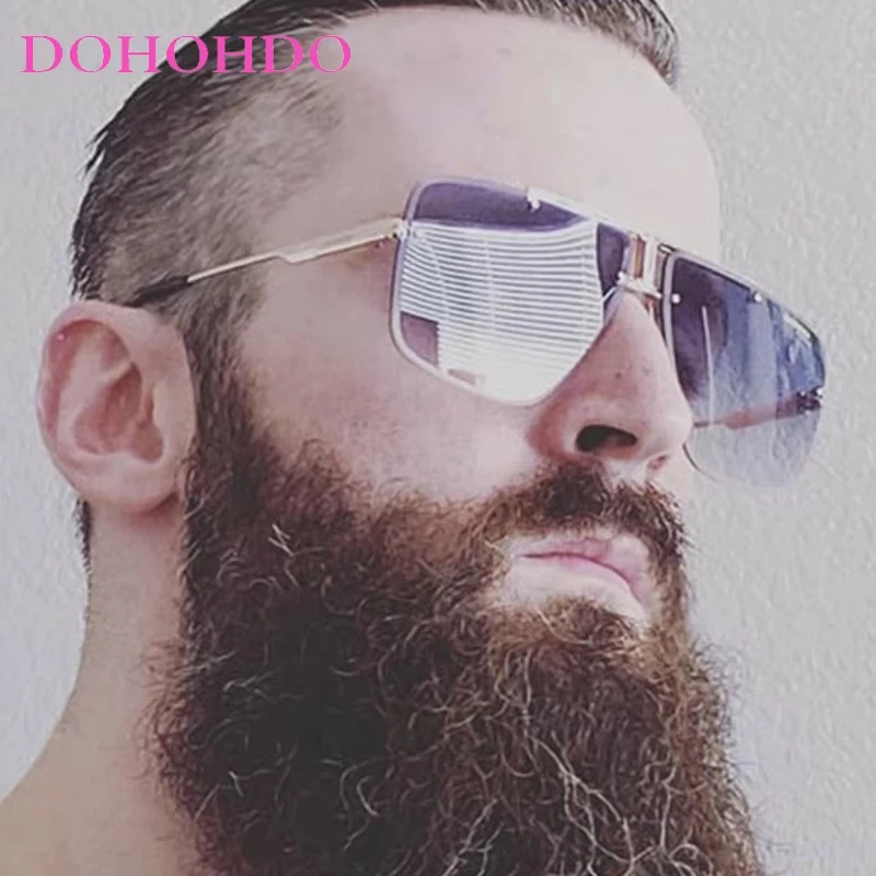 

DOHOHDO New Fashion Retro Men Rimless Sunglasses For Women Double Bridge Metal Frame Sun Glasses Driving Shades UV400 Eyeglasses