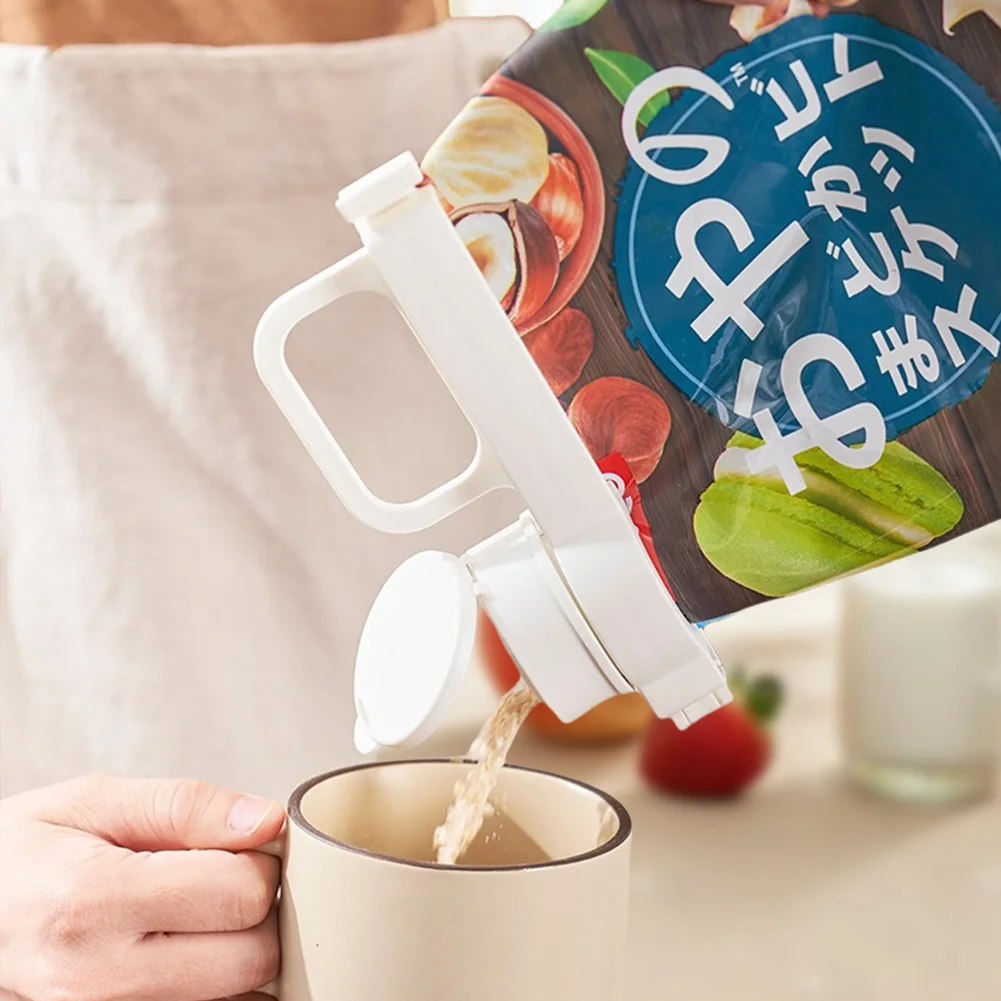 

2/3Pcs Food Bag Sealing Clip with Pour Spout Food Storage Sealing Clips Plastic Cap Sealer Clip for Small Particle Food