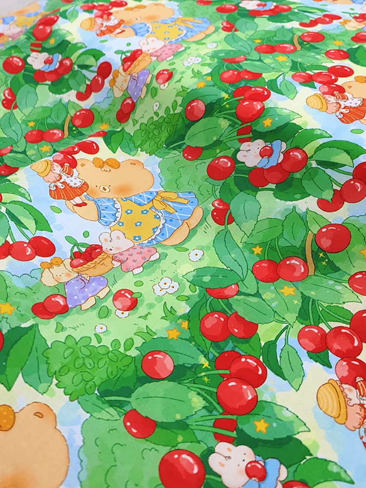 Cotton Fabric 40s Sweet Healing Cartoon Illustration for Sewing Dress Pajamas Home Handmade by Half Meter