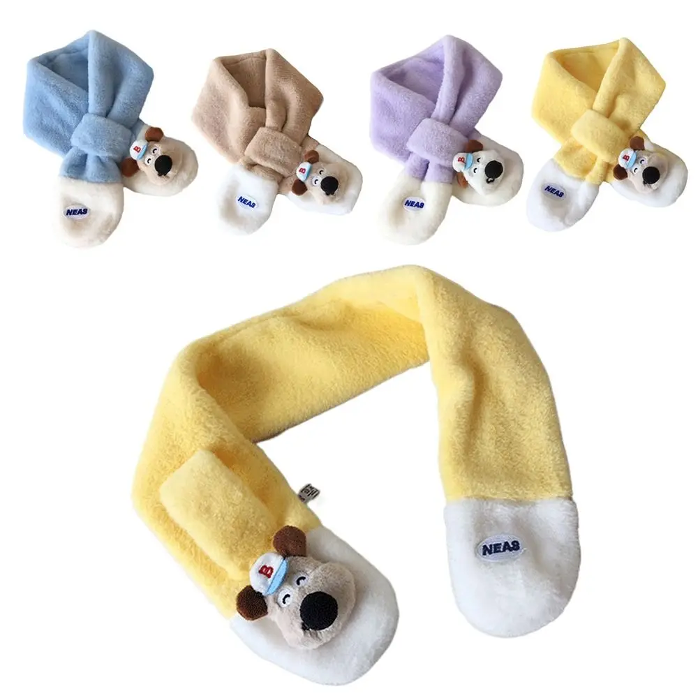 Mode enfants col de fourrure écharpe garder au chaud épaissir thermique cou plus chaud coupe-vent dessin animé hiver foulards automne hiver