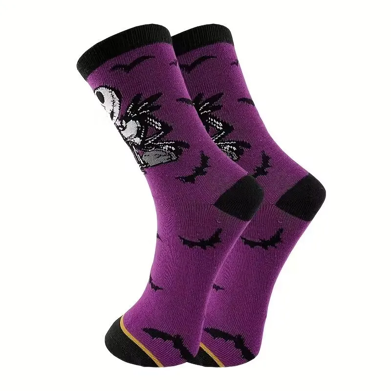 3 Pairs of Halloween Series Captain Jack Crew Socks With Novel Patterns Creative Gift Socks Suitable For Both Men and Women