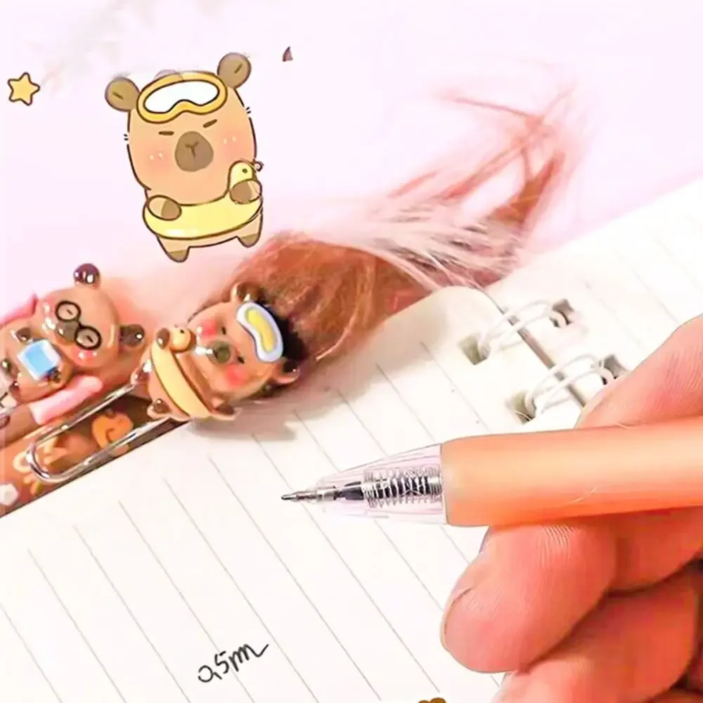 Imagem -02 - Capivara dos Desenhos Animados Caneta Esferográfica Kawaii Caneta Gel Mofo Tinta Preta Suprimentos de Escola e Escritório de Estudantes Papelaria Presente 0.5 mm Pcs por Conjunto