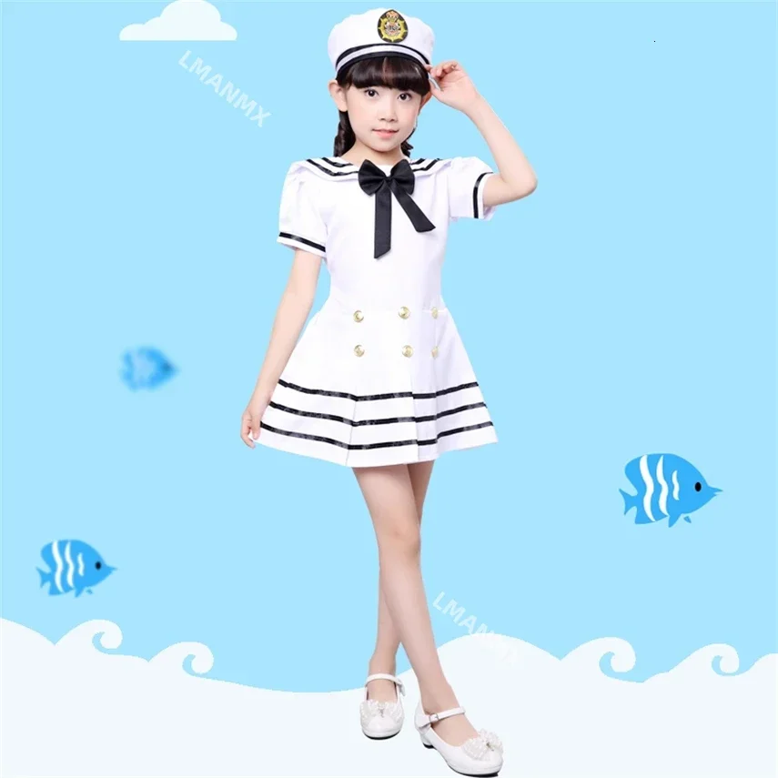 Cosplay Boys Girls Kids Costumes for Navy Sailor Uniform Halloween Carnival Party Performance Marines Fleet Clothing Disfraz