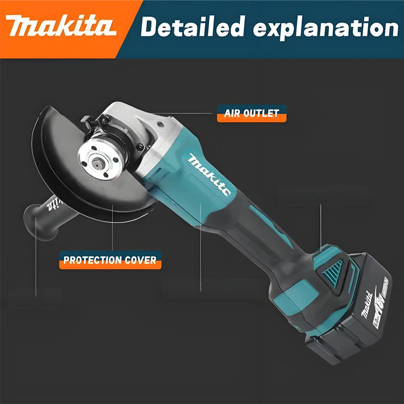 

125mm Brushless Angle Grinder Cordless Electric Angle Grinder Power Tool Polishing Cutting Machine for Makita 18V Battery Pin