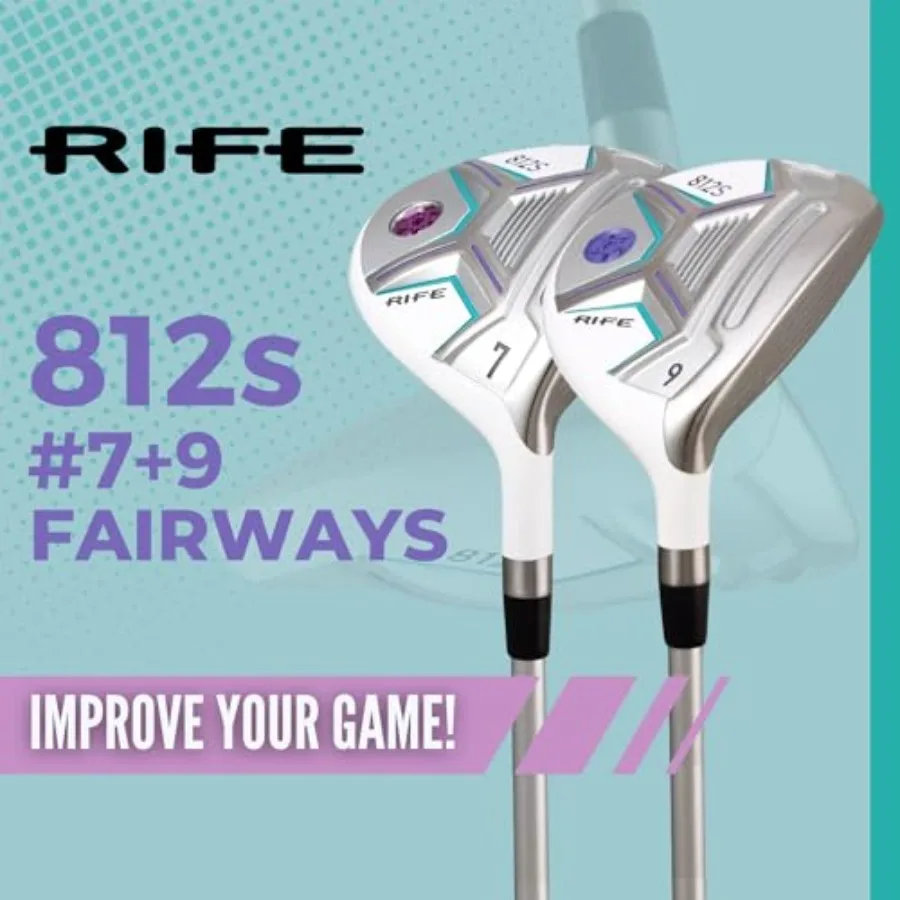 ชุดไม้กอล์ฟสำหรับผู้หญิง รุ่น 812s ใหม่ ออฟเซ็ต 7 + 9 ไม้แฟร์เวย์โลหะ สำหรับคนถนัดขวา พรีเมียม ยืดหยุ่นสูง สำหรับผู้หญิง ด้ามกราไฟต์