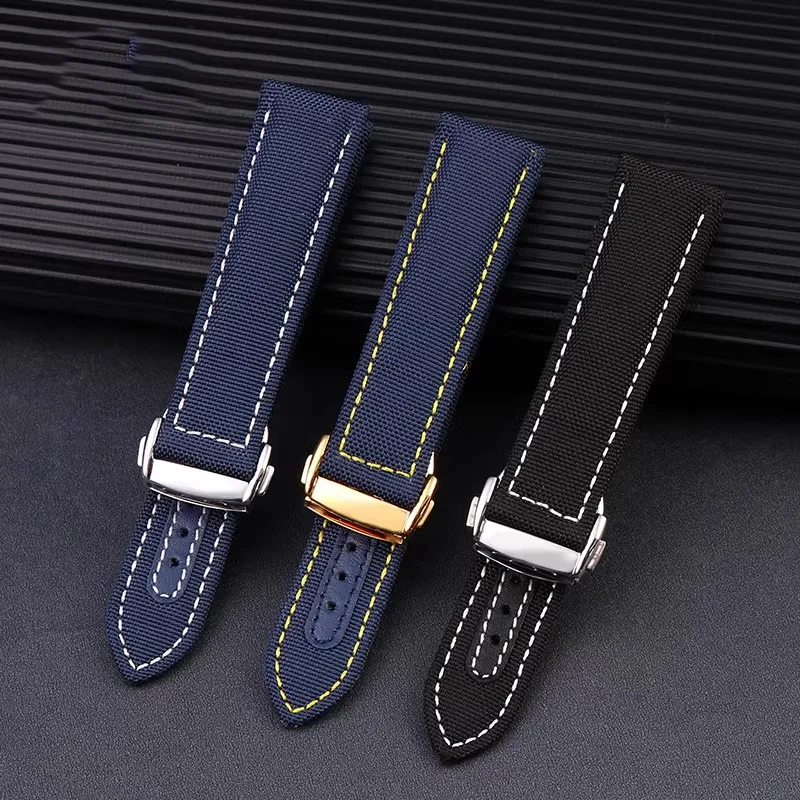 Correa de reloj de 19mm y 20mm para Omega Seamaster 300 Speedmaster AT150 para Snoopy serie 310,32, correa de nailon de lona, hebilla plegable