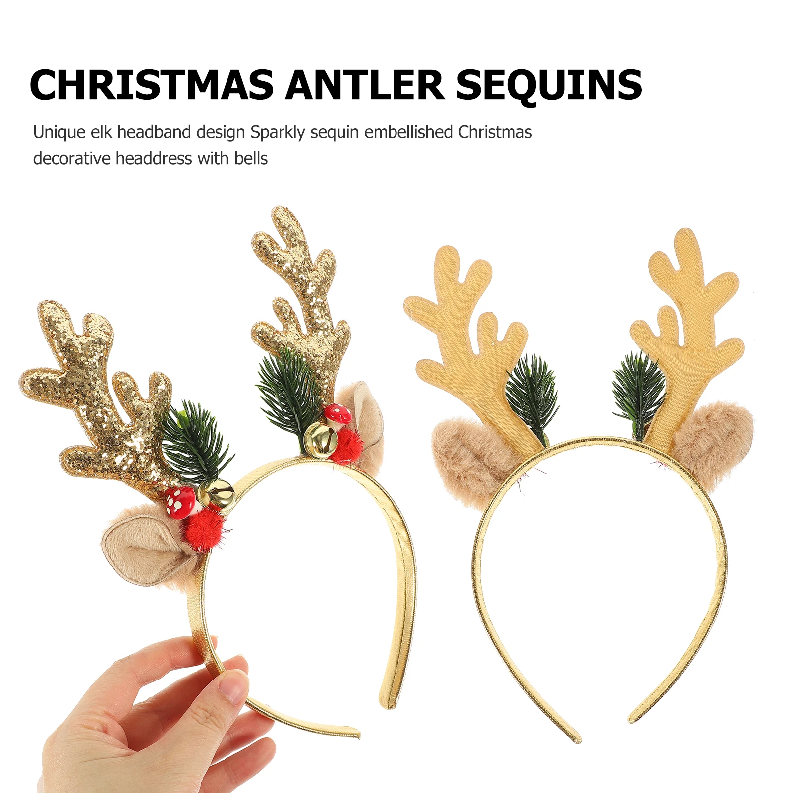 

Christmas Antler Headband Hair Hoops Cute Deer Antlers Reindeer Fabric Holiday Child Girls