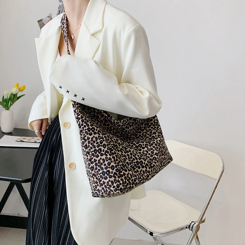 Leisure Handbag Shopping Bag Women S Fashionable Leopard Print Shoulder Bag