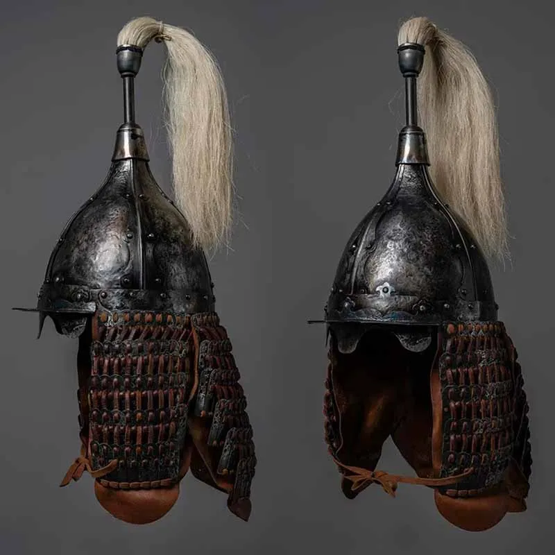 Ancient High-domed Four-lobed Riveted Stainless Steel Helmet Samurai Armor Accessories Helmet Cold-rolled Steel Plate Helmet
