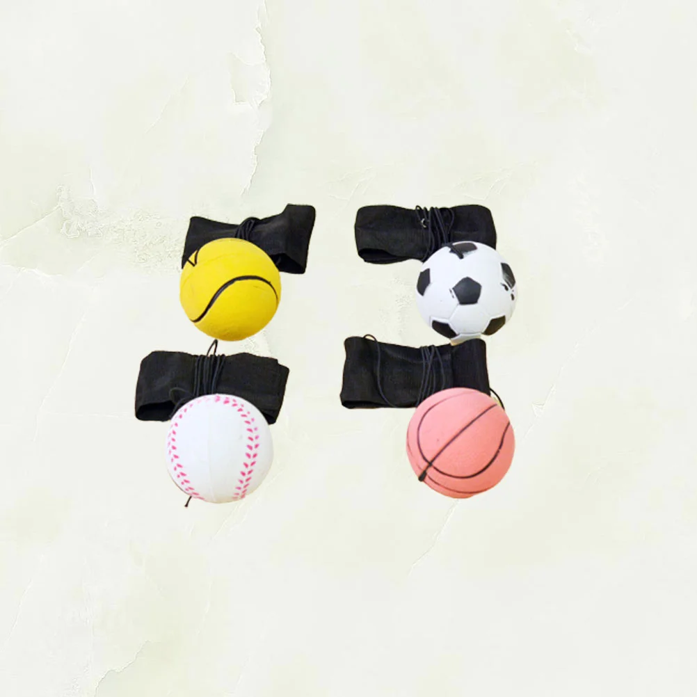 4 Uds. De juguetes de pelota para lanzar, pulsera elástica, pelota para muñeca, bolas de ventilación, relajante de emociones creativo con cuerda, patrón aleatorio