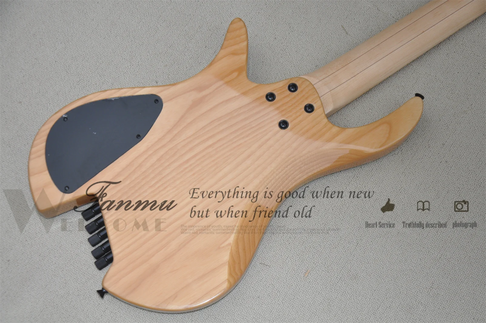 5 String Bass Guitar Headless Bass Green Bass ASH Wood Body Burl Maple Top Maple Neck High-quality Idependent Bridge