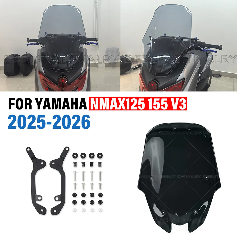 

FOR YAMAHA NMAX155 NMAX125 N-MAX155 125 V3 2025-2026 Motorcycle Windscreen Enlarged Windshield Front Wind Screen Wind Deflector