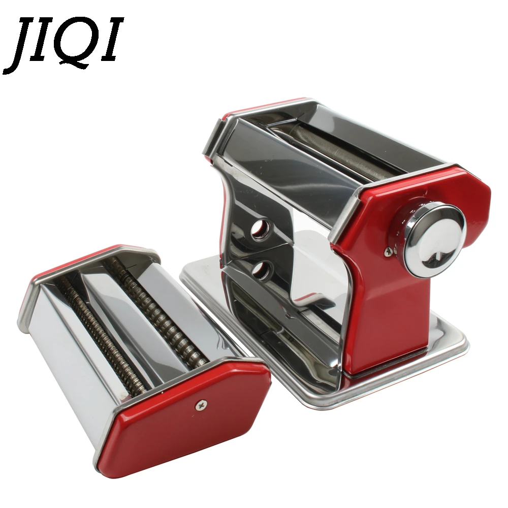 JIQI Manual noodles machine Stainless Steel Hand Crank 2 Blades Pasta Making Machine Hand Operated Spaghetti Pasta Cutter Noodle