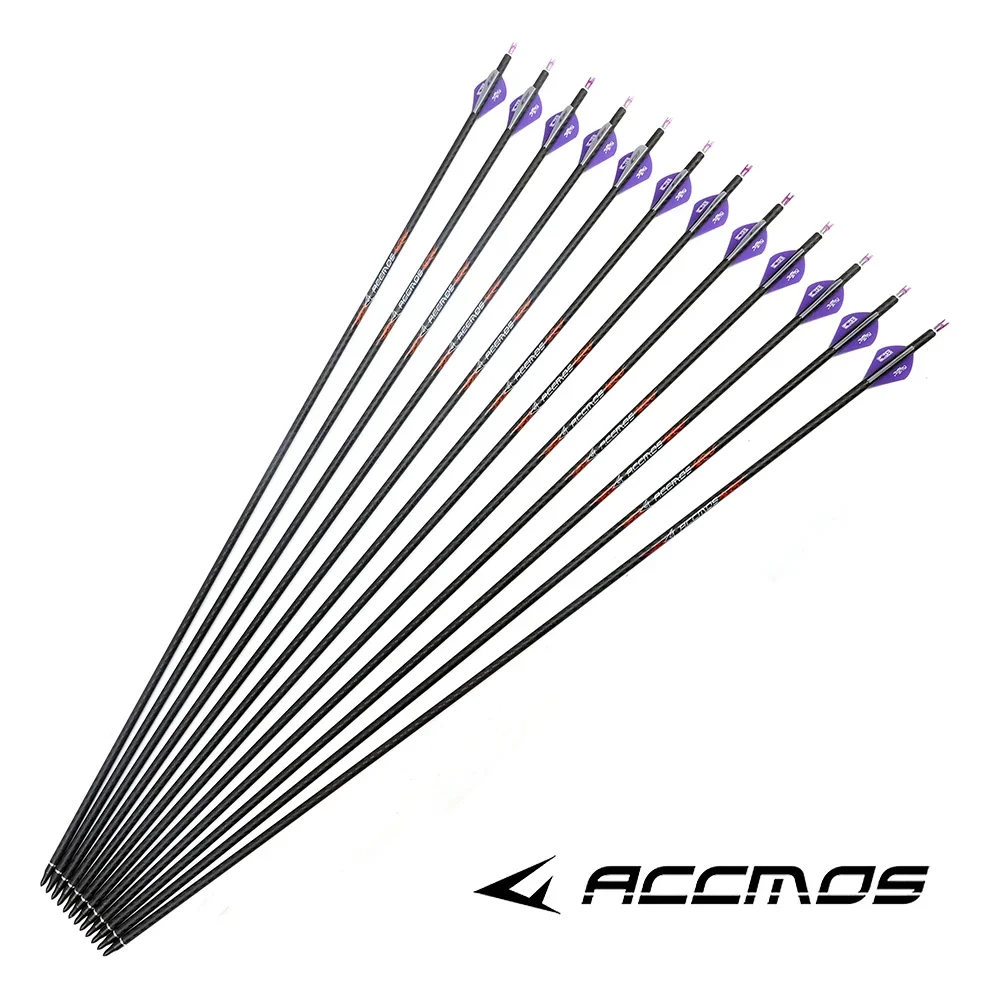 6/12 Pcs Archery 3K Pure Carbon Arrow ID 6.2mm 32Inch Spine 200 250 300 350 400 500 for Bow Hunting Shooting