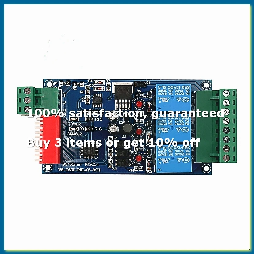 3 Channel 5A DMX512 Controlled Relay Switch Kit Dimmer Relay