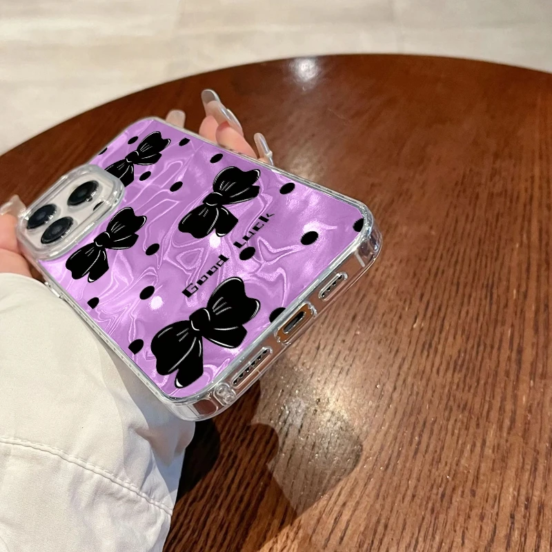 Colorful Love Heart Bow Girls  Phone Case For Apple iphone 15 16 14 13 Pro Max 16e 12 11 7 8 Plus XR SE Shockproof Fundas Cover