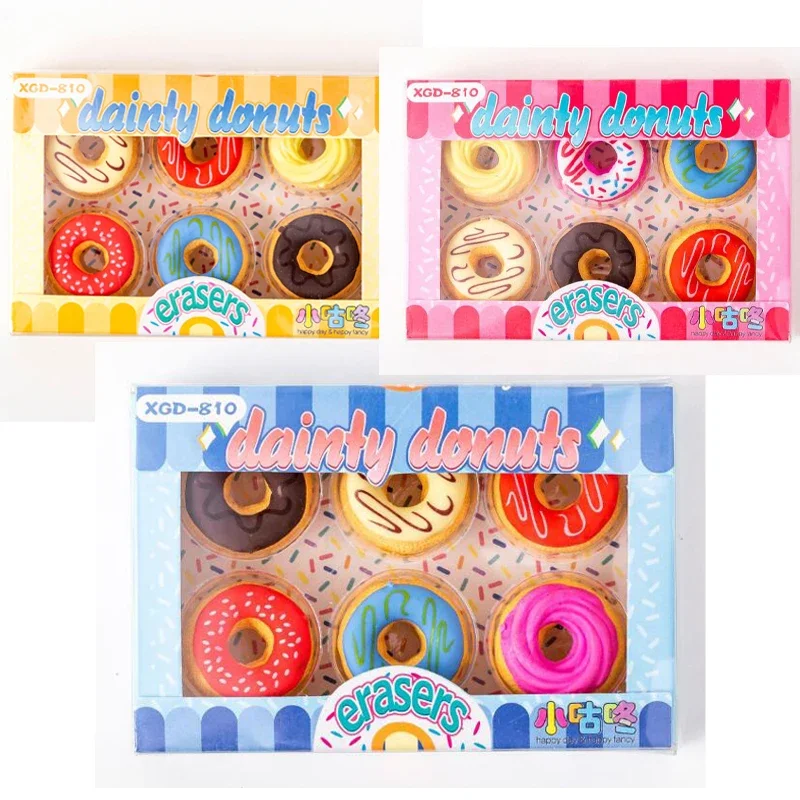 donuts shape erasers for kids cute lapis eraser papelaria coreana pintura escrita ferramentas material de escritorio escolar kawaii pcs por conjunto 01