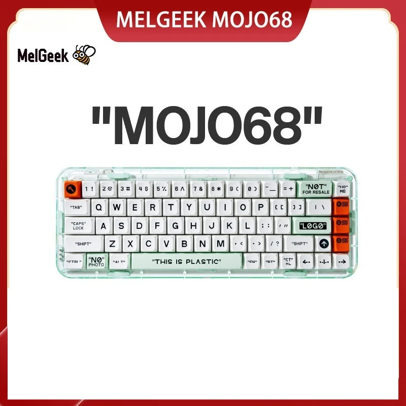 Melgeek Mechanical Keyboard Mojo68 Wireless Third Mock Examination Bluetooth Hot Plug Rgb Lamp Transparent Plastic Customized