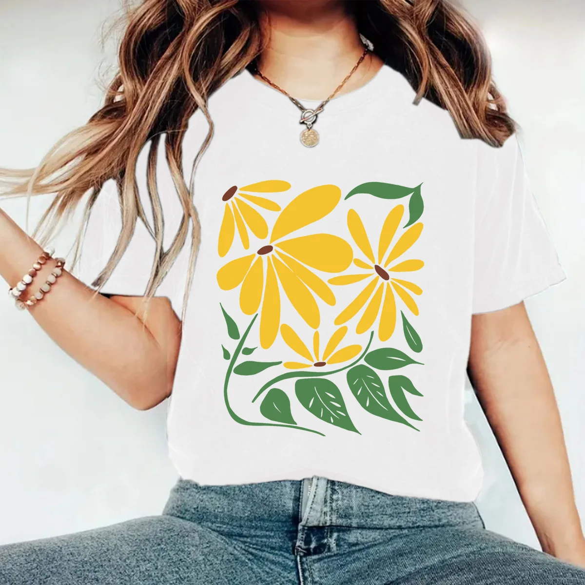 Women's Floral Floral Floral Print Round Neck Short Sleeve Casual Fashion Explosion T-shirt Graphic T Shirts  Aesthetic Clothes