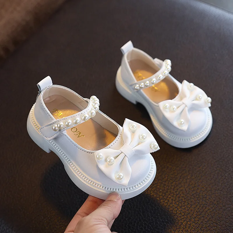 

Little Girls Casual Shoes Kids PU Leather Shoes Bow-knot Sweet Cute Fashion Princess Children Wedding Dress Party Flats Soft New