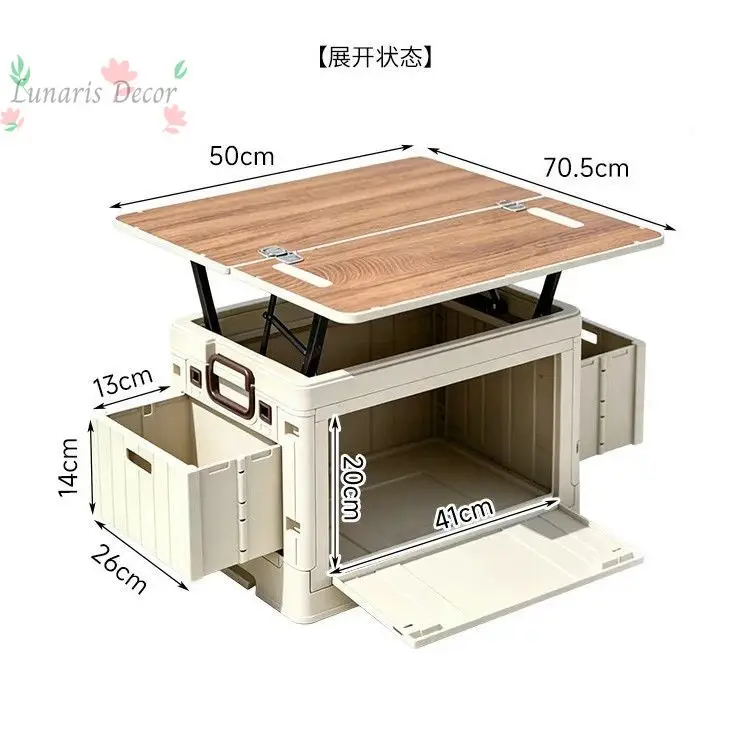 Camping storage box, car trunk storage, large capacity foldable tabletop and board integrated multifunctional