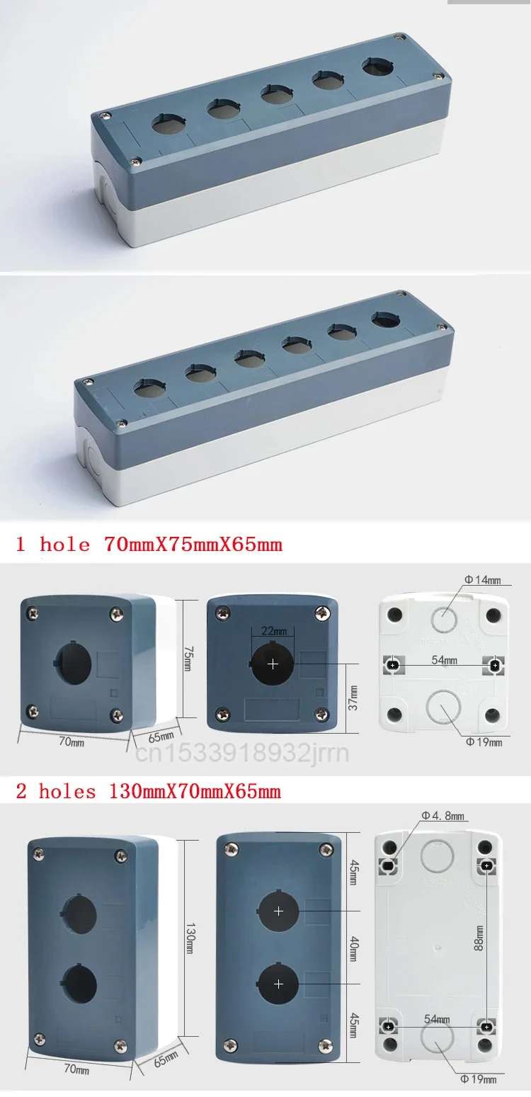 caixa-de-controle-de-botoes-a-prova-d'Agua-com-1-6-furos-caixa-de-juncao-industrial-de-plastico-cinza-22mm