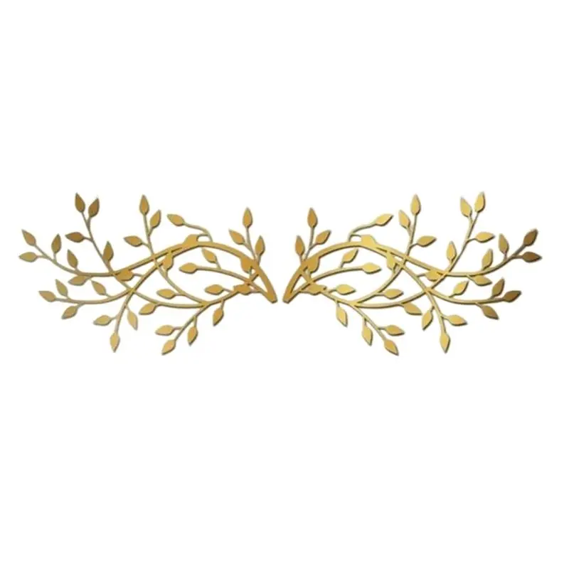 A27F-Branch Leaf Wall Hanging Decor Metal Iron Art Plant Olive Leaf Statue Wall Pendant Home Background Ornaments Sculpture Dura