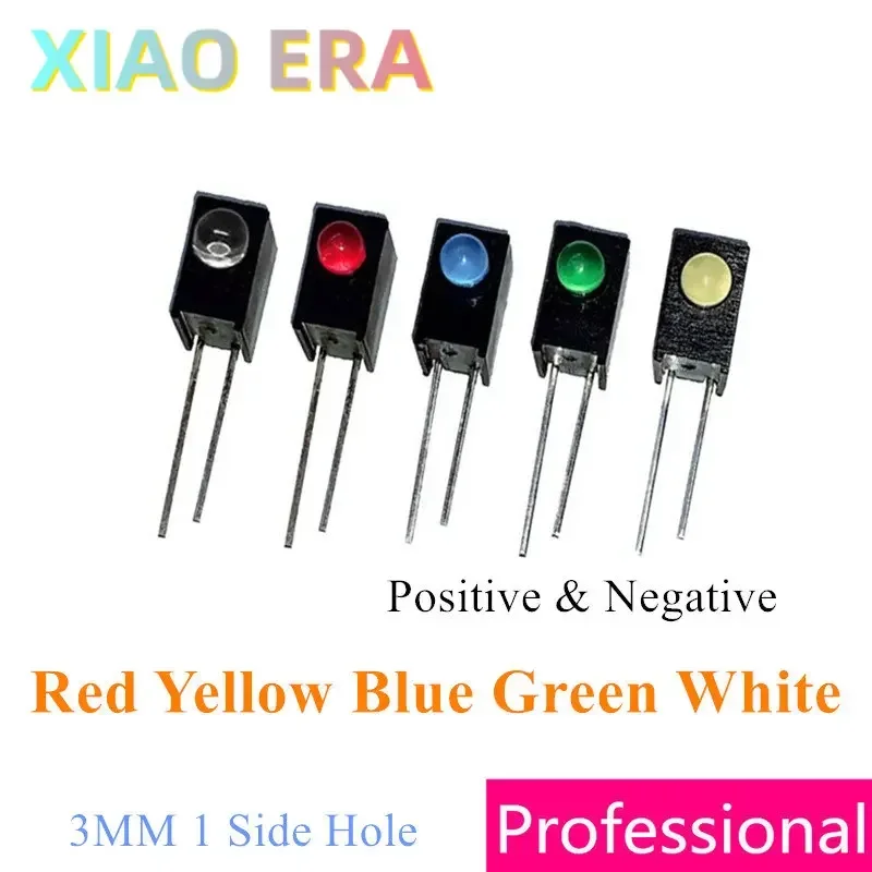 1000pcs 3MM Single hole Side led holder with led 1 hole 90 Degree Red Yellow Blue Green White LED Black Plastic Holder