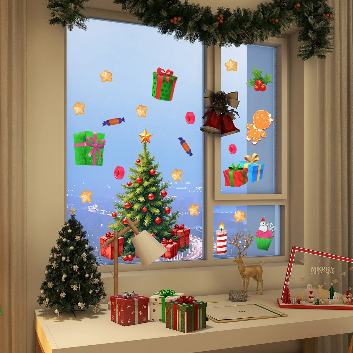 ChristmFor as Themed WFor جميع الملصقات المكونة من مادة PVC لـ EFor asy Home DecorFor ation على WFor all Windows For and More