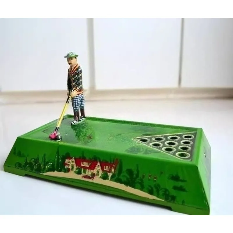 

Mechanical Toys Playing Golf Ball Sport Clockwork Toy Collection Retro Wind Up Toy Metal Tin Figures Model Kids Gift