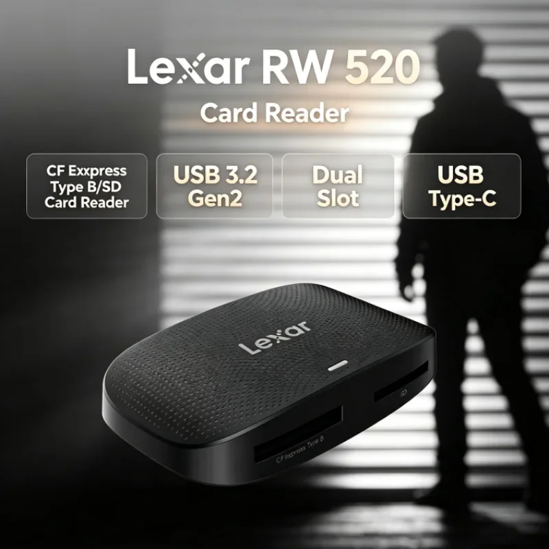 Lexar RW520 Memory Card Reader CFexpress Type B SD Card Reader USB 3.2 Gen 2 High Speed 8K RAW for Camera Data Transfer
