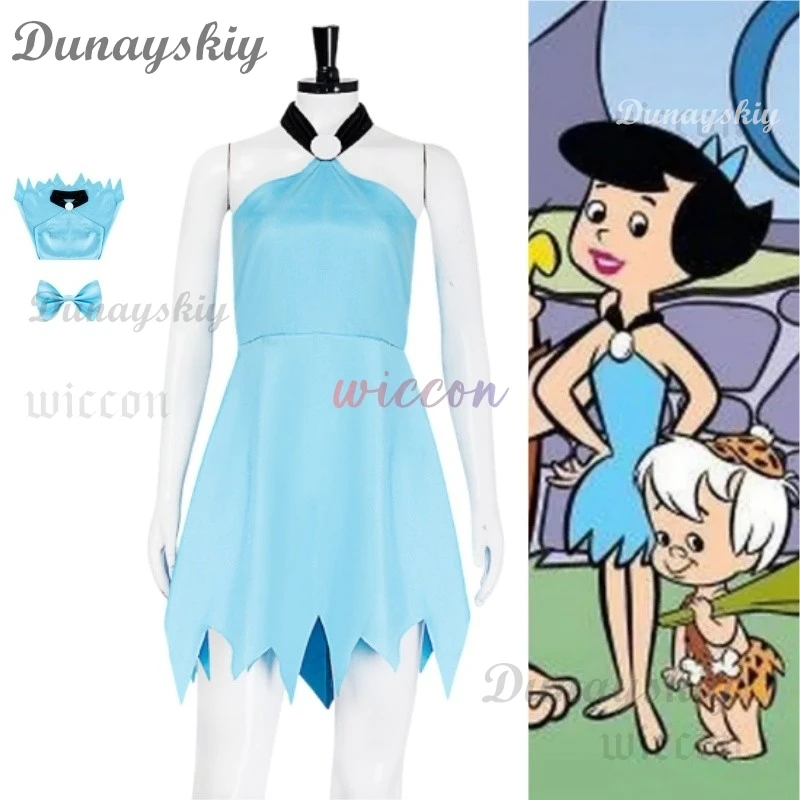 

Womens Betty Rubble Cosplay Costume Flintstone Adult Costume Women Flintstone Betty Costume Party Caveman Costume