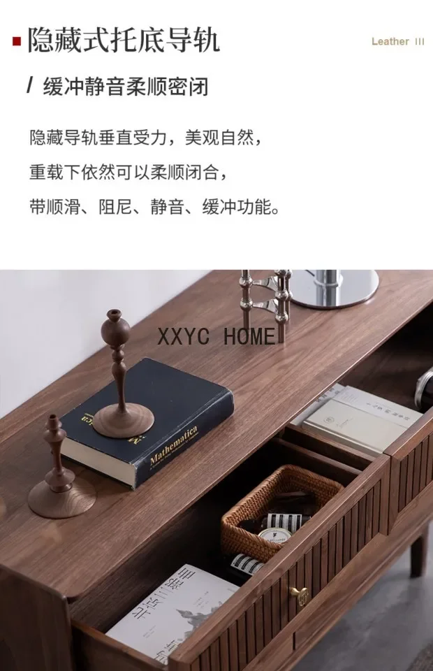 América do norte preto nogueira cômoda de seis gavetas armário de madeira maciça armário de armazenamento armário lateral nórdico parede do quarto