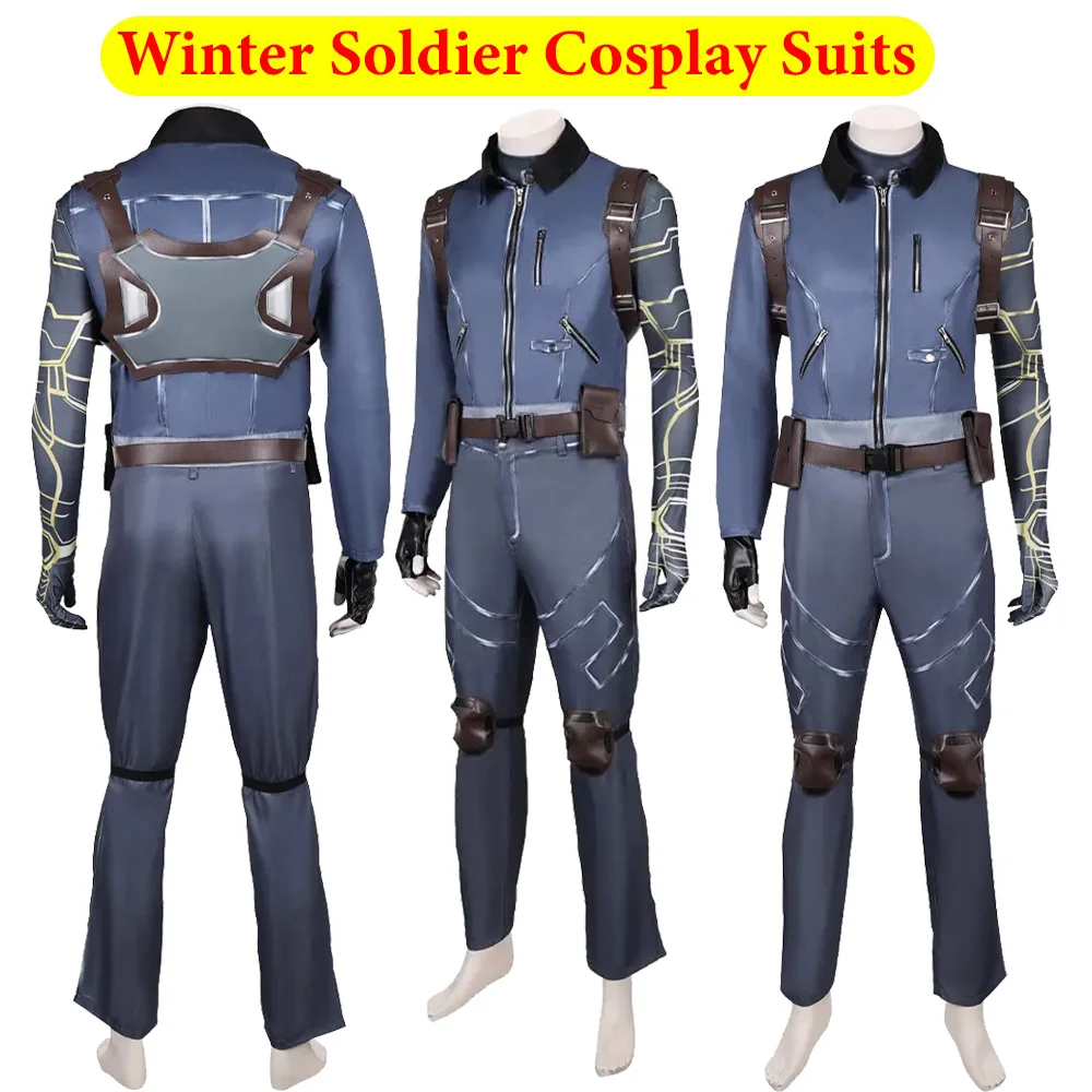 

Winter Soldier Cosplay Male Clothing Bucky Movie Barnes Roleplay Jacket Coat Pants Gloves Costume Suit Halloween Party Outfits