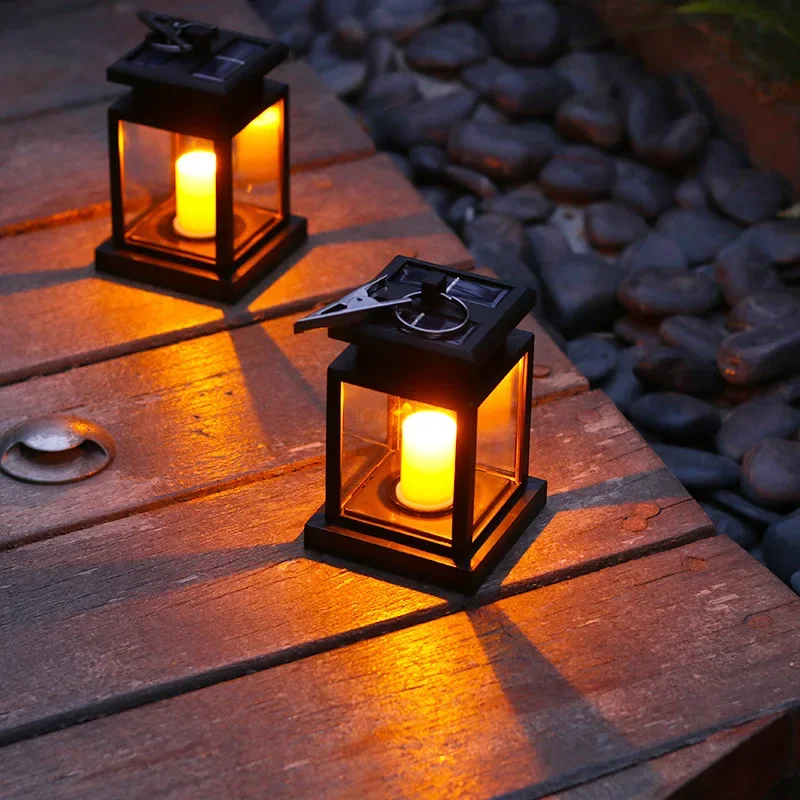Retro Solar Palace Lantern Candle Light Outdoor Waterproof Landscape Decoration Solar Garden Lamp for Path Yard Patio Driveway