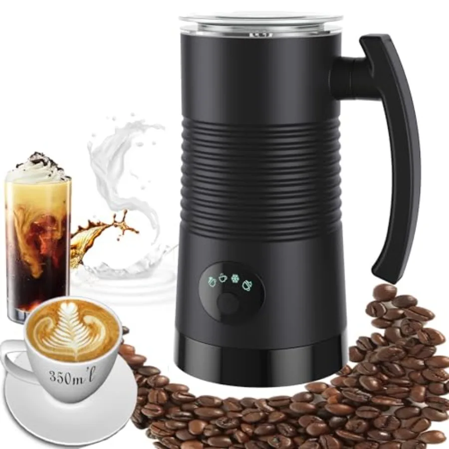 

DIY Milk Frother Large-Capacity 11.9oz/350ml Electric Milk Steamer Hot Cold Stainless Steel Milk Frother 4 in 1 LED Touch Scree