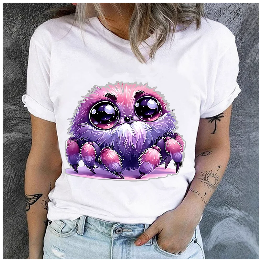 Women's Cotton 100% Interesting animals Print T-shirt Loose round Neck Casual Short Sleeve Fashion Top Wholesale Clothing Summer