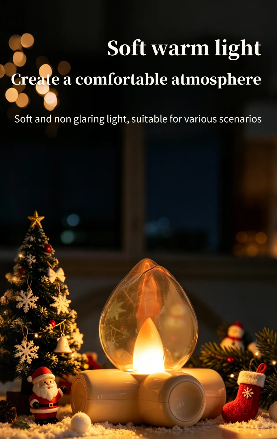 Mini Campfire Simulation Flame Night Light USB Rechargeable Table Lamp LED Candle Lamp Bedroom Decor Atmosphere Lamp Gift